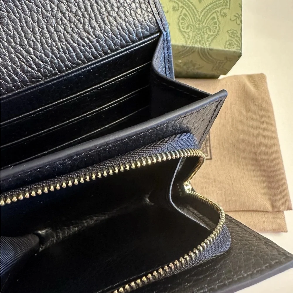Gucci GG Marmont Black and Brown Leather Monogram Wallet